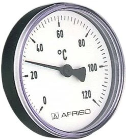 Afriso Bimetall Thermometer 0-120 Grad 63997 Gehäuse 100mm, 40mm Schaft, 1/2" Anschluss
