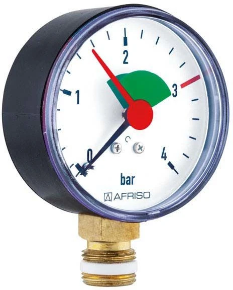 Afriso Rohrfedermanometer 63910 0/4 Bar, G 3/8 B, Gehäuse-d= 63mm 1 Afriso Rohrfedermanometer 63910 0/4 Bar, G 3/8 B, Gehäuse-d= 63mm