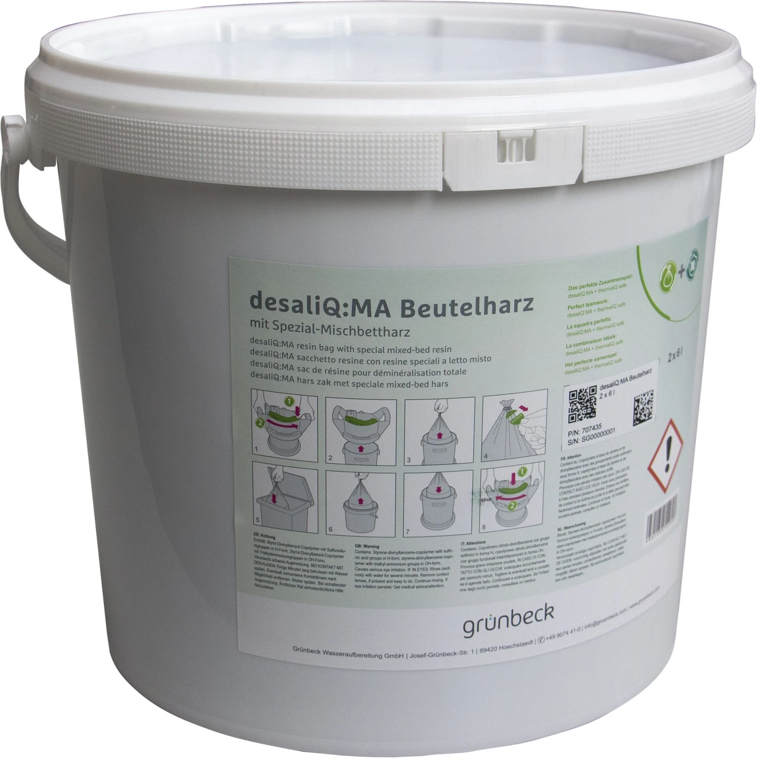 Grünbeck DesaliQ Beutelharz 707435 2 Stück A 6 Liter, Im Luftdichtem Eimer 1 Grünbeck DesaliQ Beutelharz 707435 2 Stück A 6 Liter, Im Luftdichtem Eimer