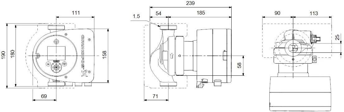 Grundfos Heizungsumwälzpumpe MAGNA3 97924636 32-100 180, PN 6/10, Eff.-Klasse A, 230 V 2 Grundfos Heizungsumwälzpumpe MAGNA3 97924636 32-100 180, PN 6/10, Eff.-Klasse A, 230 V – Bild 2