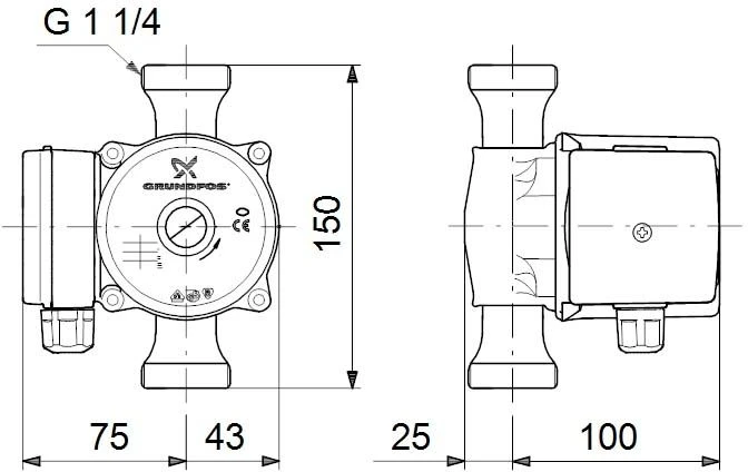 Grundfos Serie 100 Zirkulationspumpe 59643500 Edelstahl, UP 20-30 N, 230 V, 150mm 2 Grundfos Serie 100 Zirkulationspumpe 59643500 Edelstahl, UP 20-30 N, 230 V, 150mm – Bild 2