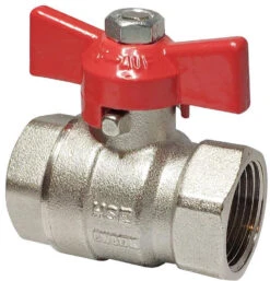 Hermann Schmidt Heizungs-Kugelhahn H0181454015 Messing Vernickelt, 1/2", Mit Flügelgriff, PN 42/35