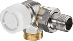 Oventrop Baureihe AV 9 Thermostatventil 1183446 G 3/4 AGxR 1/2, Winkel/Eck, Links, Messing Vernickelt
