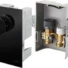 Oventrop Unibox Rücklauftemperaturregelung 1022771 Echtglas Schwarz, Mit Ventil, Thermostat Und Rücklauftemperaturbegrenzer