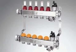 Purmo Heizkreisverteiler FF7MSSD054AKDB5 5 Kreise, 353 Mm Lang, 1", Edelstahl, Dynamic