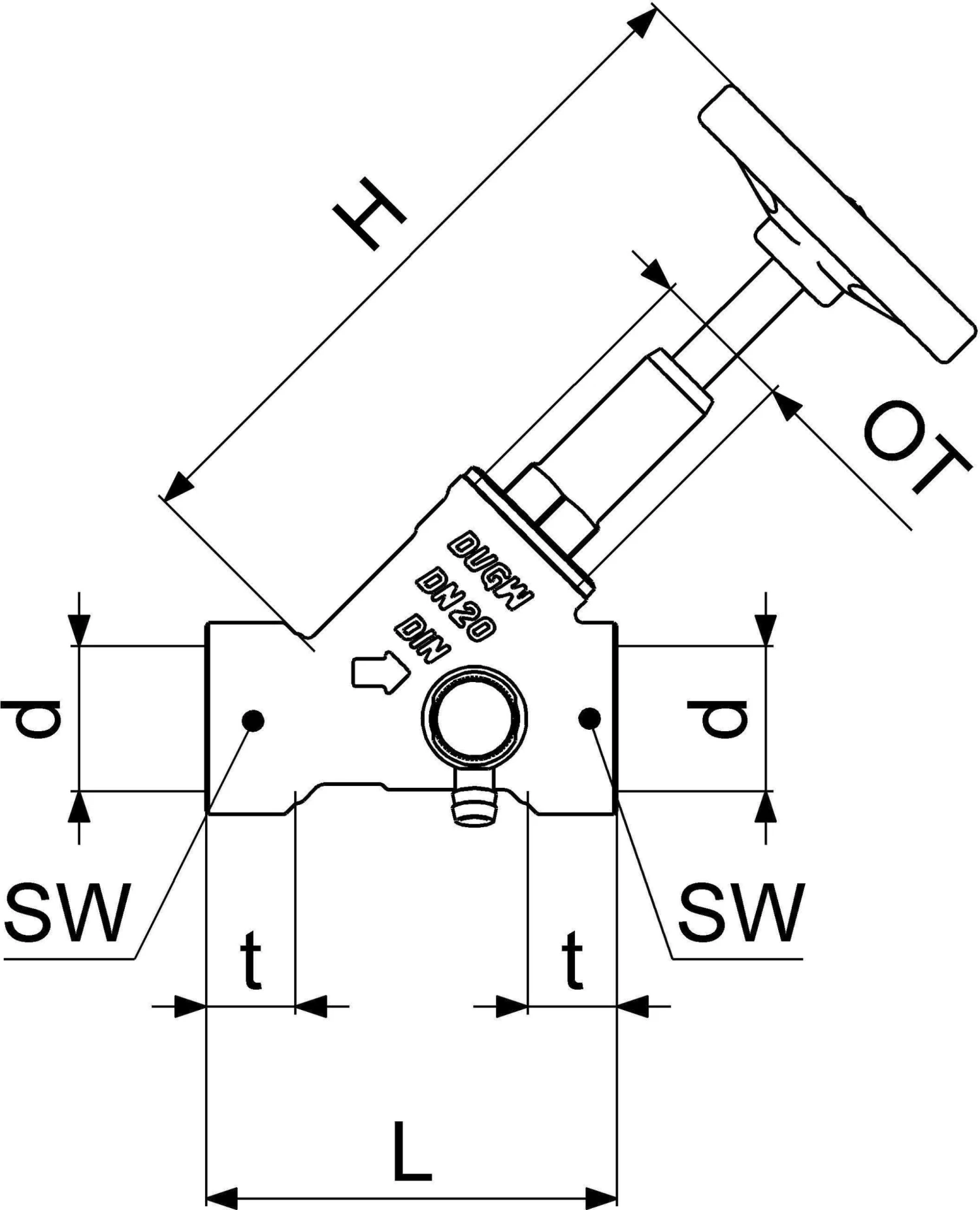 Schlösser Freistromventil 0015102000001 DN 20, Rp 3/4, Mit Entleerung, Steigende Spindel 2 Schlösser Freistromventil 0015102000001 DN 20, Rp 3/4, Mit Entleerung, Steigende Spindel – Bild 2