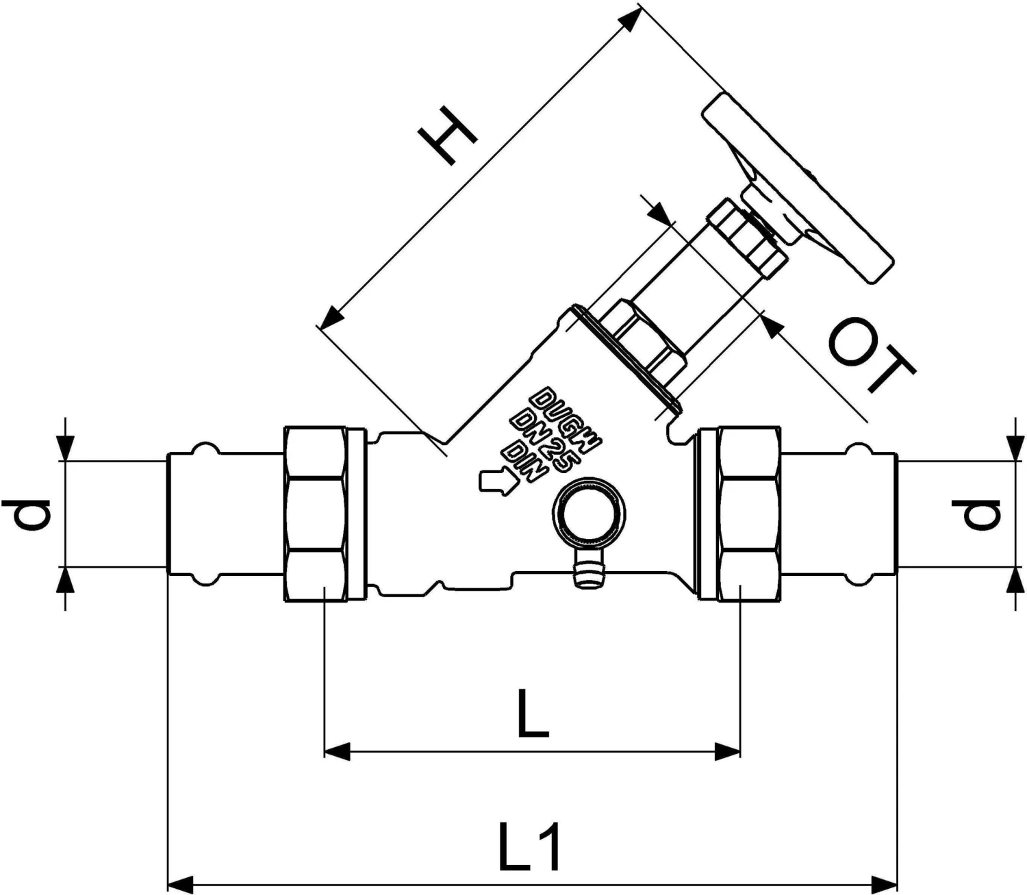 Schlösser Freistromventil 0015872800001 DN 25, 28mm, AG, Mit Entleerung, Nichtsteigende Spindel 2 Schlösser Freistromventil 0015872800001 DN 25, 28mm, AG, Mit Entleerung, Nichtsteigende Spindel – Bild 2