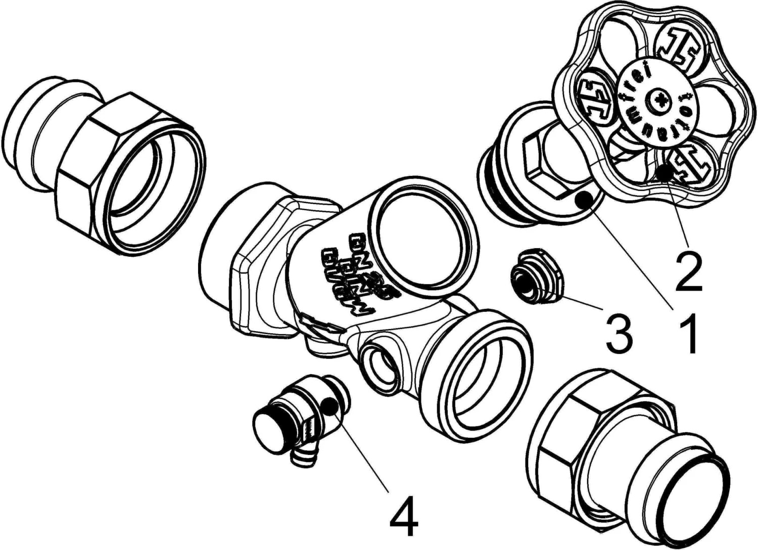 Schlösser Freistromventil 0015872800001 DN 25, 28mm, AG, Mit Entleerung, Nichtsteigende Spindel 3 Schlösser Freistromventil 0015872800001 DN 25, 28mm, AG, Mit Entleerung, Nichtsteigende Spindel – Bild 3