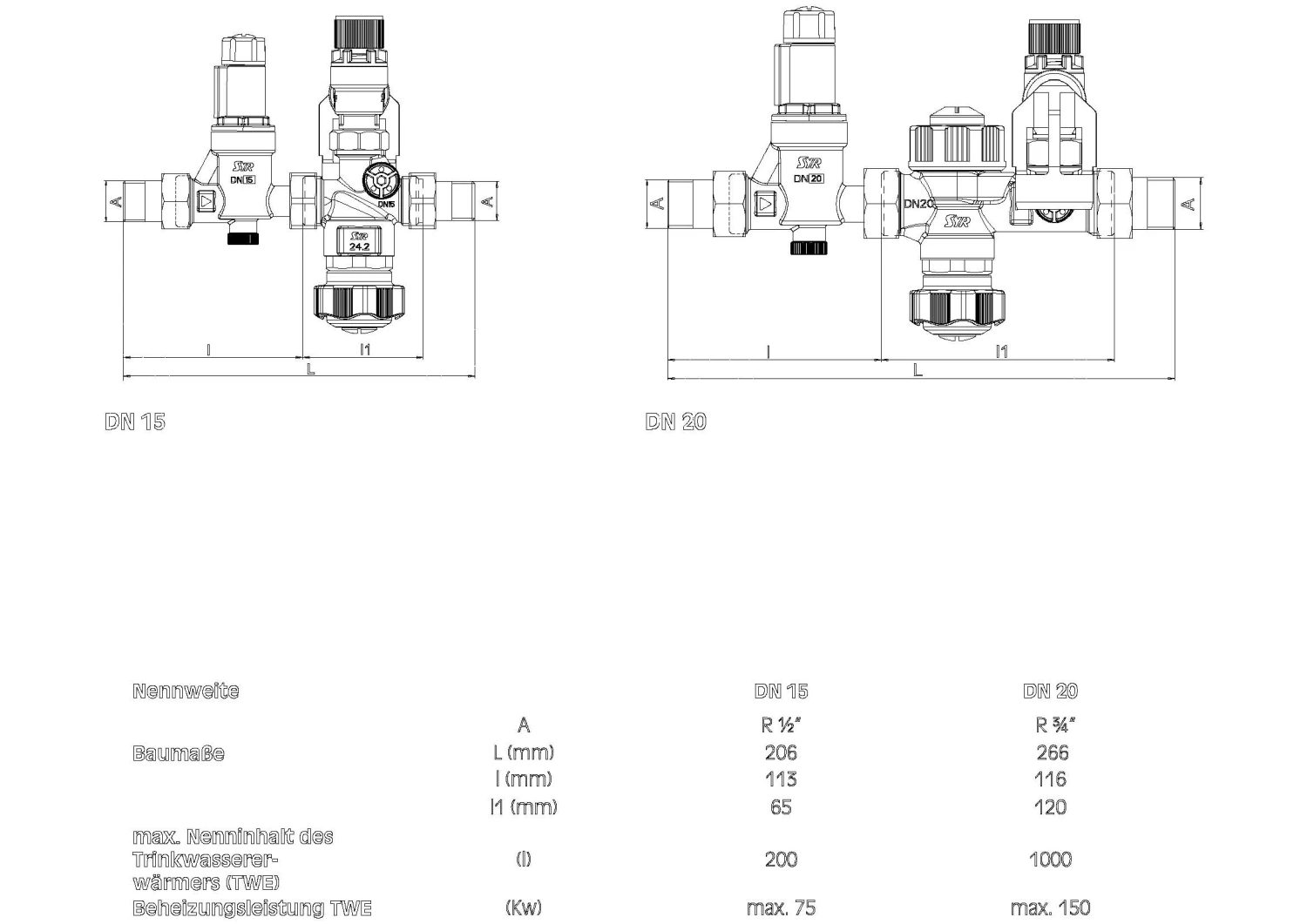 Syr - Sasserath Sicherheitsgruppe 0025.20.050 DN 20, 6 Bar, Gewinde G 3/4, Rohgelb 2 Syr - Sasserath Sicherheitsgruppe 0025.20.050 DN 20, 6 Bar, Gewinde G 3/4, Rohgelb – Bild 2