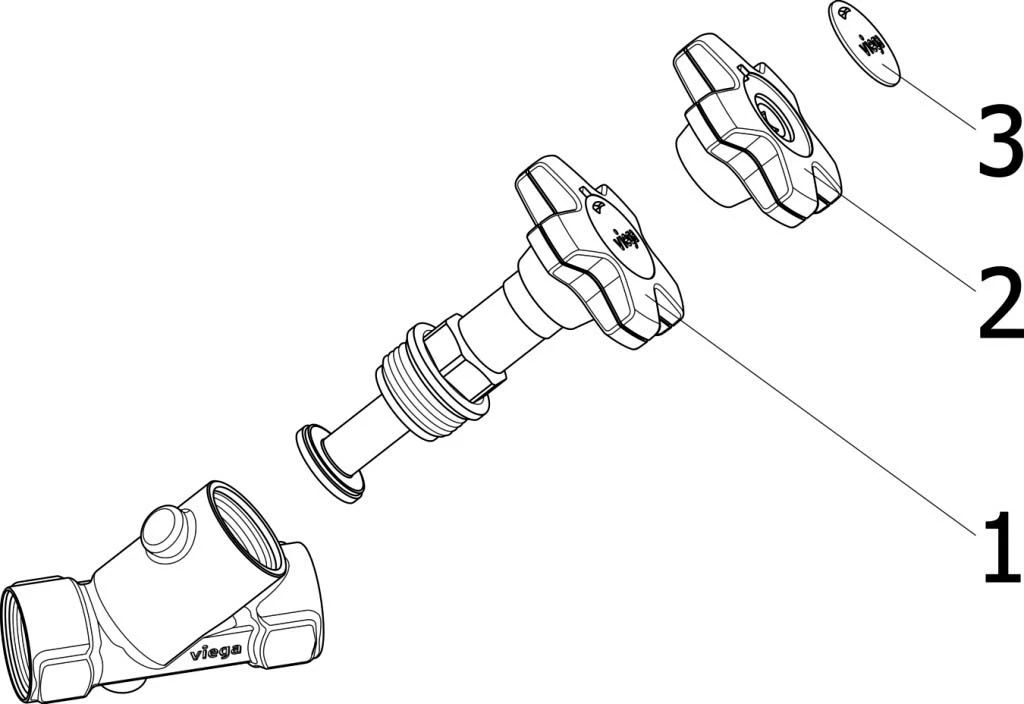 Viega Easytop Schrägsitzventil 756734 DN 25, Rp 1, Rotguss, Für Wasserzählerbügel 4 Viega Easytop Schrägsitzventil 756734 DN 25, Rp 1, Rotguss, Für Wasserzählerbügel – Bild 4