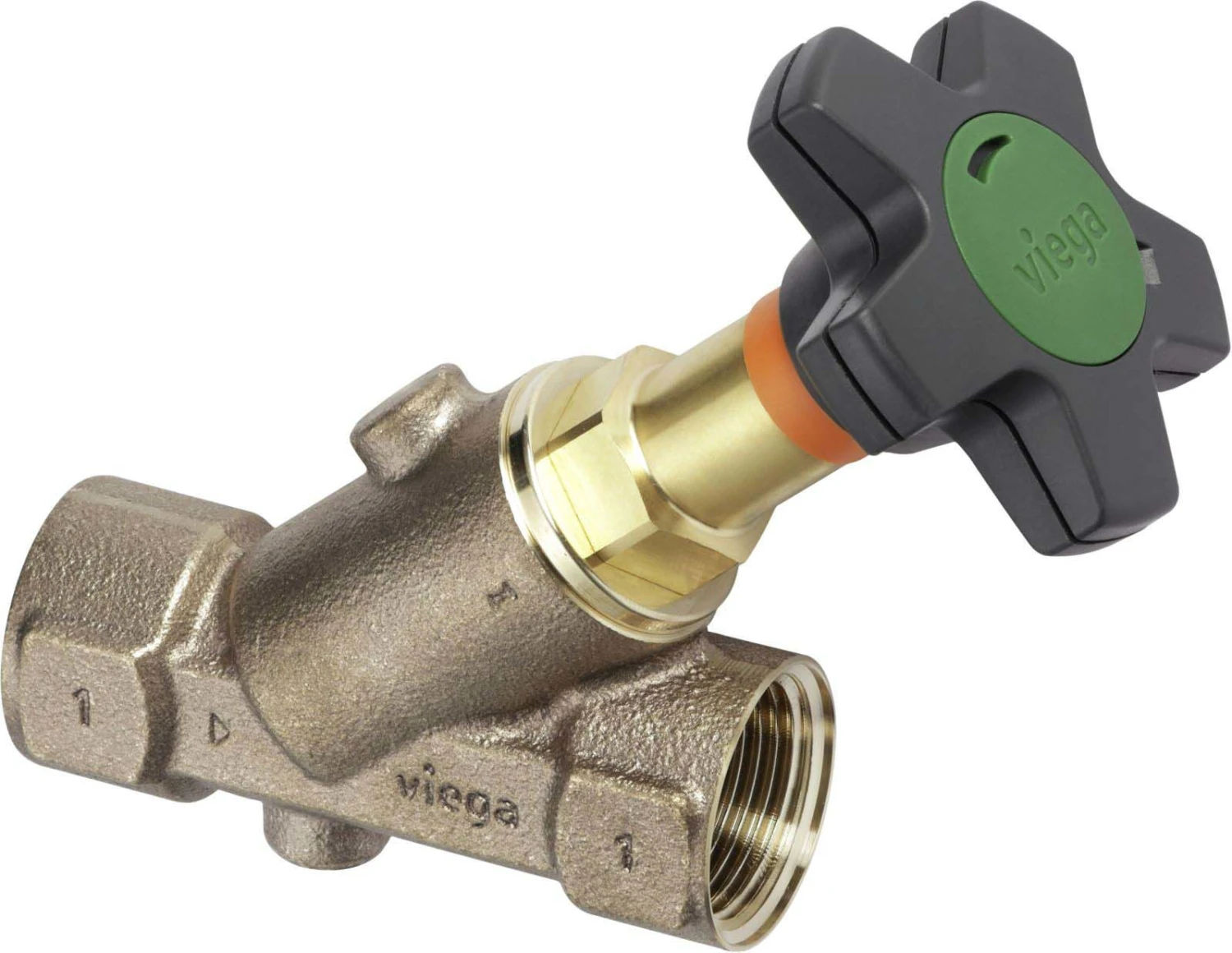 Viega Easytop Schrägsitzventil 756734 DN 25, Rp 1, Rotguss, Für Wasserzählerbügel 1 Viega Easytop Schrägsitzventil 756734 DN 25, Rp 1, Rotguss, Für Wasserzählerbügel