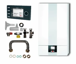 Wolf CGB-2-24 24kW Gasbrennwert-Therme Paket Mit Bedienmodul BM2 Und Anschlusszubehör Aufputz